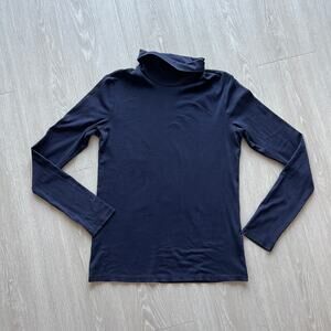 Uniqlo Turtle Neck Long Sleeve Shirt Womens Medium Navy Basic Casual